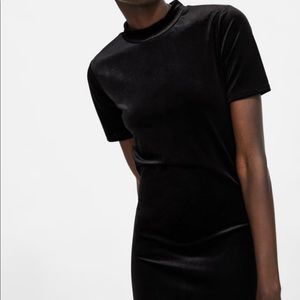 Zara Velvet Stretch Mock Neck Midi Dress